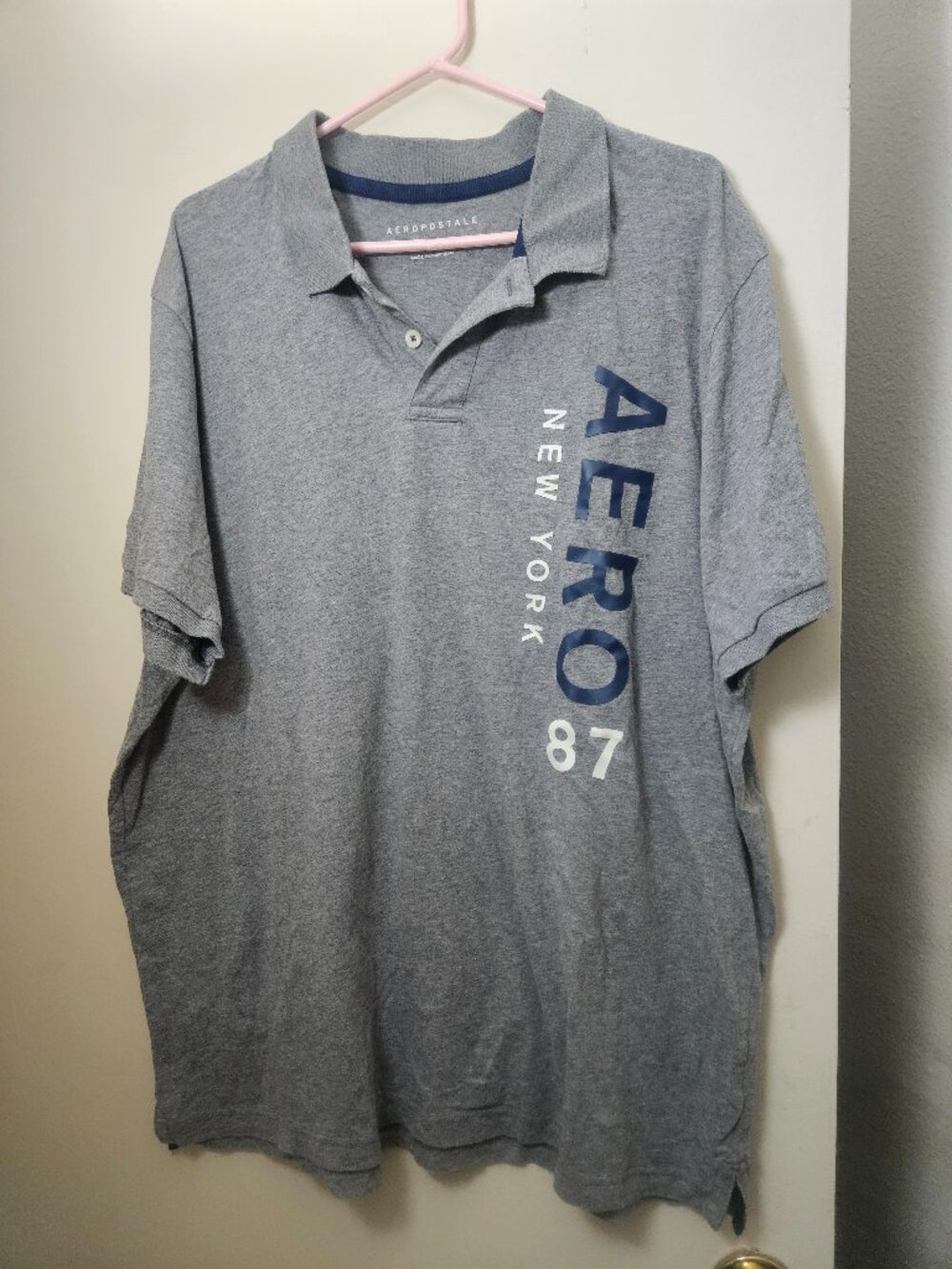 Aéropostale Aero New York Men's Gray Polo Shirt 3XL Short Sleeve Vintage 90s